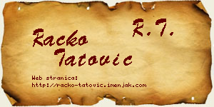 Racko Tatović vizit kartica